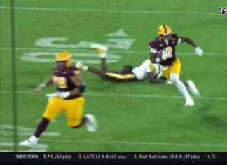 Conexión épica entre Sam Leavitt y Kyson Brown para un increíble touchdown de 68 yardas, ampliando la ventaja de Arizona State sobre Wyoming news-01092024-110248