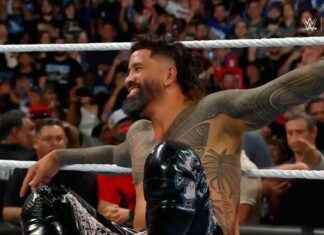 Rhea Ripley hiere a Liv Morgan con muleta para ayudar a Jey Uso y Damian Priest en Judgment Day. news-03092024-111128