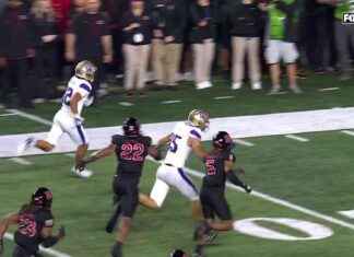 Conexión Will Rogers con Denzel Rodgers para un increíble touchdown de 51 yardas, reduciendo el déficit de Washington ante Rutgers. news-28092024-054222