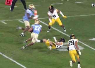 Ethan Garbers conecta con Logan Loya para un pase de touchdown de 29 yardas en UCLA vs Iowa news-09112024-095556