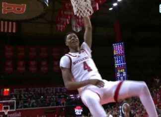 Bailey de Rutgers finaliza una jugada de alley-oop desde un pase entrante ante Monmouth news-16112024-041330