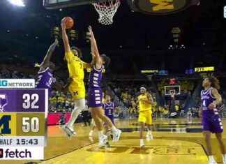 Tre Donaldson amplía la ventaja de Michigan al finalizar una jugada difícil en transición news-22112024-081011